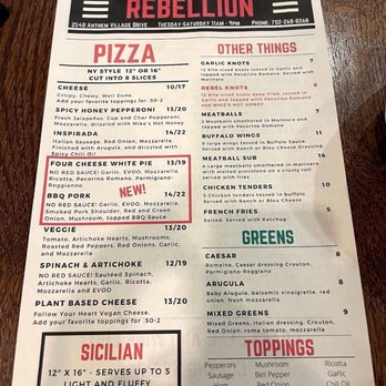 Rebellion Pizza - Menu - Pizza Near Me - Henderson, Nevada Rebellion Pizza - Menu - Pizza Near Me - Henderson, Nevada