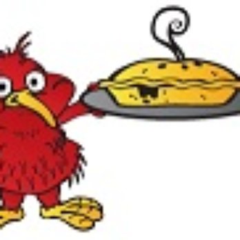 Cheeky Meat Pies - a red bird holding a plate of food - New American Near Me - Dayton, Ohio Cheeky Meat Pies - a red bird holding a plate of food - New American Near Me - Dayton, Ohio