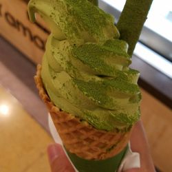 Cha Cha-More More Tea - Their limited-time time offer - matcha soft serve with the matcha stick rolls.