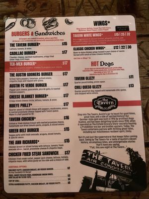 Menu photo 1 The Tavern Austin, TX