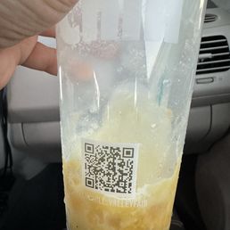 Huge piece of unblended ice found at the bottom of the drink. Need to train your employees better. Huge piece of unblended ice found at the bottom of the drink. Need to train your employees better.