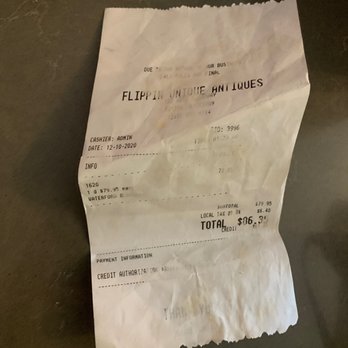 Flippin Unique Antiques - Receipt - Antiques Near Me - Fulton, New York Flippin Unique Antiques - Receipt - Antiques Near Me - Fulton, New York