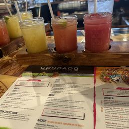 Margarita Flight: Pineapple, prickly pear and blood orange
