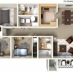 Reflections Apartment Homes - Our 3 bedroom 2 bath floor plan!