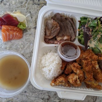 Kigawa Bistro - bento combo lunch: 3 items: sashimi, beef teriyaki, chicken katsu - Sushi Bars Near Me - San Leandro, California Kigawa Bistro - bento combo lunch: 3 items: sashimi, beef teriyaki, chicken katsu - Sushi Bars Near Me - San Leandro, California