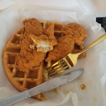 Butterfields Southern Cafe - Taste and look like frozen tenders not seasoned well. Waffle lacked flavor and was given no syrup. - American Near Me - Royal Palm Beach, Florida Butterfields Southern Cafe - Taste and look like frozen tenders not seasoned well. Waffle lacked flavor and was given no syrup. - American Near Me - Royal Palm Beach, Florida