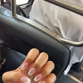 Liz Nail & Spa - French manicure coffin style v shape - Nail Salons Near Me - Flushing, New York Liz Nail & Spa - French manicure coffin style v shape - Nail Salons Near Me - Flushing, New York