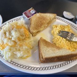 Waffle House - All Star Sampler cheesy scrambled eggs, cheese grits, buttered toast