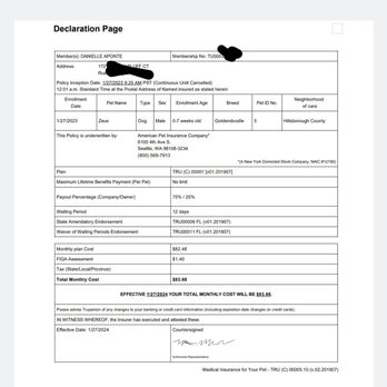 Trupanion - Declaration page - Pet Insurance Near Me - Seattle, Washington