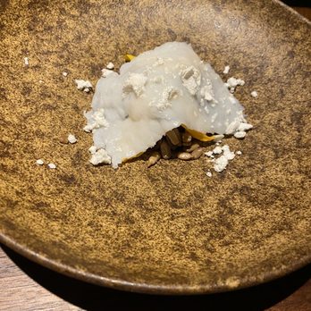 Matsu - Flattened scallop, over veggies and seeds. Cold, flavorless. - Japanese Near Me - Oceanside, California