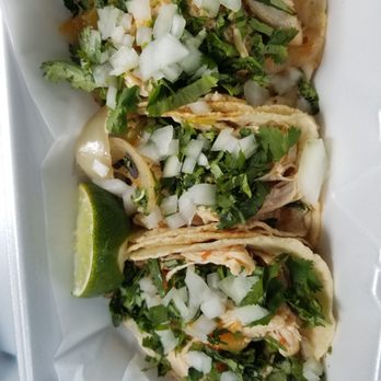 Guanajuato Restaurant - Three Chicken tacos with onion and cilantro. - Mexican Near Me - Durham, North Carolina Guanajuato Restaurant - Three Chicken tacos with onion and cilantro. - Mexican Near Me - Durham, North Carolina