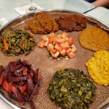 Selam Ethiopian Kitchen - 2 vegan platters - Ethiopian Near Me - Chicago, Illinois