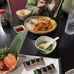 R16. Orange Chicken Sushi and Sashimi Combo R16. Orange Chicken Sushi and Sashimi Combo