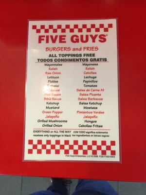 Menu photo 2 Five Guys Amarillo, TX