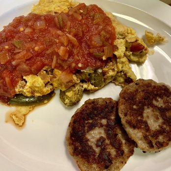 Leeza's Cafe - Mexican Omelette and Side of Sausage Patties - Breakfast & Brunch Near Me - Farmington Hills, Michigan Leeza's Cafe - Mexican Omelette and Side of Sausage Patties - Breakfast & Brunch Near Me - Farmington Hills, Michigan