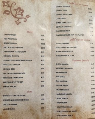 Menu photo 7 Awadh India Restaurant Columbus, OH