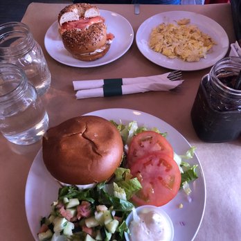 Effy's Cafe - Salmon Burger, Bagel with Cream Cheese and Smoked Salmon - Cafes Near Me - New York, New York