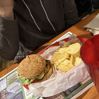 Hitching Post - Regular Burger with Chips - Dive Bars Near Me - DuBois, Pennsylvania