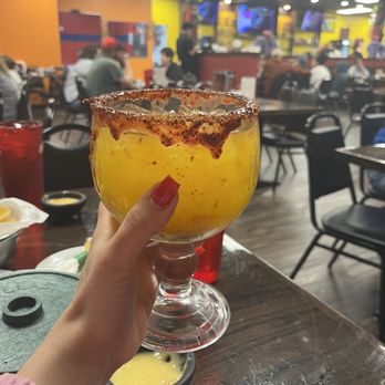 Toledo's Mexican Grill - Spicy Mango Margarita on the rocks w/Tajin Rim - Tex-Mex Near Me - Mustang, Oklahoma