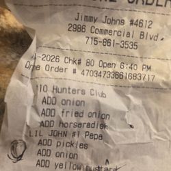 Jimmy John's - My receipt