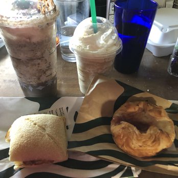 Starbucks - Peppermint mocha frappachino, chestnut praline frappachino, bacon egg and Gouda sandwich, and sugar plum danish - Coffee & Tea Near Me - Flourtown, Pennsylvania