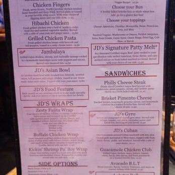 JD's Tavern - Menu front - American Near Me - Apex, North Carolina