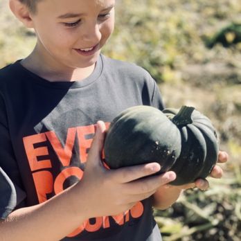 Sage Mountain Farm - a young boy holding a pumpkin - CSA Near Me - Anza, California