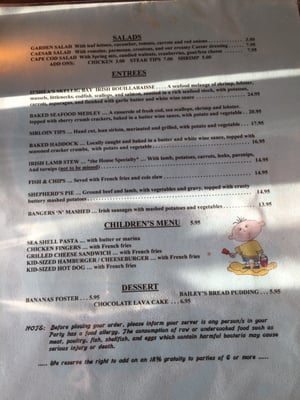 Menu photo 4 O'Shea's Olde Inne West Dennis, MA