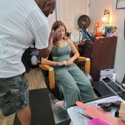 Trays Barber Shop - Getting ready to have her hair colored
