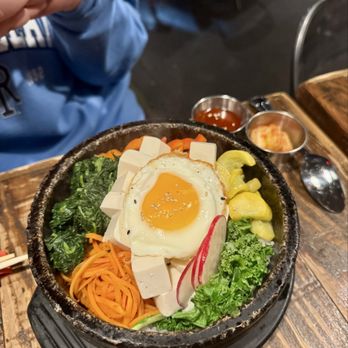 Den Den Cafe Asiana - Den Den Hot Stone Bibimbap (tofu) - Korean Near Me - Providence, Rhode Island