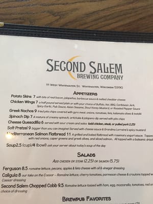 Menu photo 3 Second Salem Brewing Company Whitewater, WI Menu photo 3 Second Salem Brewing Company Whitewater, WI