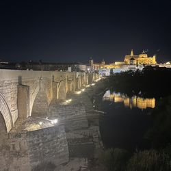 Roman Bridge - The Roman bridge at night, with a reflection of the cathedral