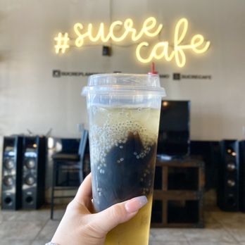 Sucre Cafe - Artichoke with chia seed and grass jelly - Desserts Near Me - Plano, Texas Sucre Cafe - Artichoke with chia seed and grass jelly - Desserts Near Me - Plano, Texas