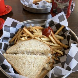 Jake's Texas Tea House - Chicken Salad on Wheat with fries