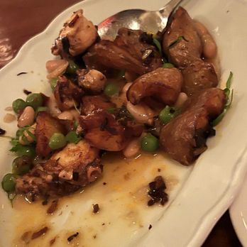 Jr and Son - octopus and potatoes, peas and cannellini beans. terri if. crisp. italy meets spain. - Italian Near Me - Brooklyn, New York Jr and Son - octopus and potatoes, peas and cannellini beans. terri if. crisp. italy meets spain. - Italian Near Me - Brooklyn, New York
