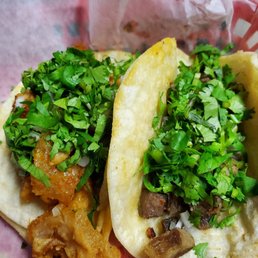 Chicharron and lengua tacos Chicharron and lengua tacos