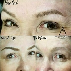 Accent On Faces - This is how natural and pretty microblading heals! Before, healed and after touch up.