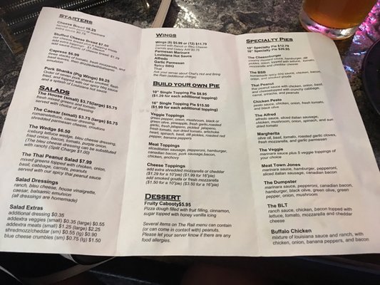 Menu photo 2 The Rail a Pizza Company Rogers, AR