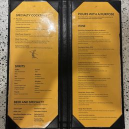 Drink menu at bar per April 2026 Drink menu at bar per April 2026