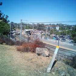 Spring Street Orange Line Station - Over looking the spring Street trolley you can see the large parking lot below where you can catch the bus getting a space.