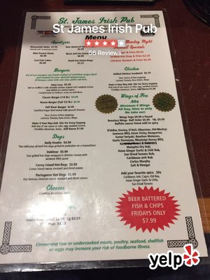 Menu photo 2 St James Irish Pub Fall River, MA
