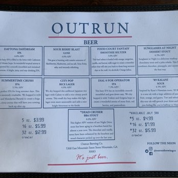 Outrun Brewing - Breweries Near Me - Stone Mountain, Georgia Outrun Brewing - Breweries Near Me - Stone Mountain, Georgia