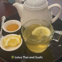 Green Tea with honey and lemon as I wait for my friends Green Tea with honey and lemon as I wait for my friends