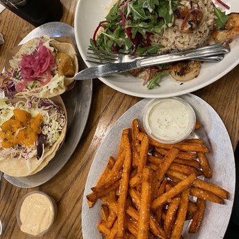 Pier 76 Fish Grill - Shrimp Hipster Bowl and Sweet Potato Fries - Seafood Near Me - Riverside, California Pier 76 Fish Grill - Shrimp Hipster Bowl and Sweet Potato Fries - Seafood Near Me - Riverside, California