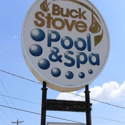 Buck Stove Pool & Spa - a big sign so you can find us!