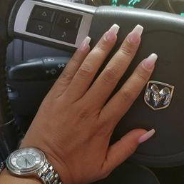 Baby pink ombre white tips with glitter Baby pink ombre white tips with glitter
