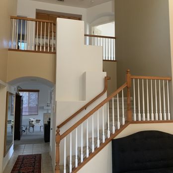 Superior Wall Design - stair railing before - Painters Near Me Superior Wall Design - stair railing before - Painters Near Me