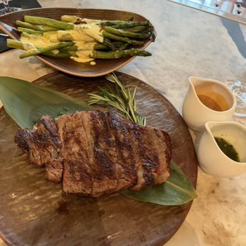 Blu Ember - Prime Ribeye Steak 12oz Baby Asparagus w/ XO Hollandaise - New American Near Me - Queens, New York