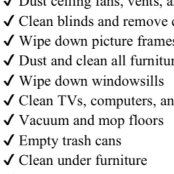 Hola clean - List of areas provided by owner that were to be cleaned. - Home Organization Near Me - Yukon, Oklahoma Hola clean - List of areas provided by owner that were to be cleaned. - Home Organization Near Me - Yukon, Oklahoma