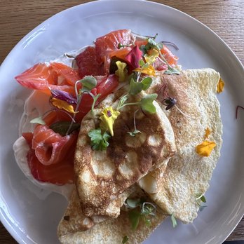 Lele Cake - Crepe with Salted Salmon and Caper Berries - Coffee & Tea Near Me - Los Gatos, California